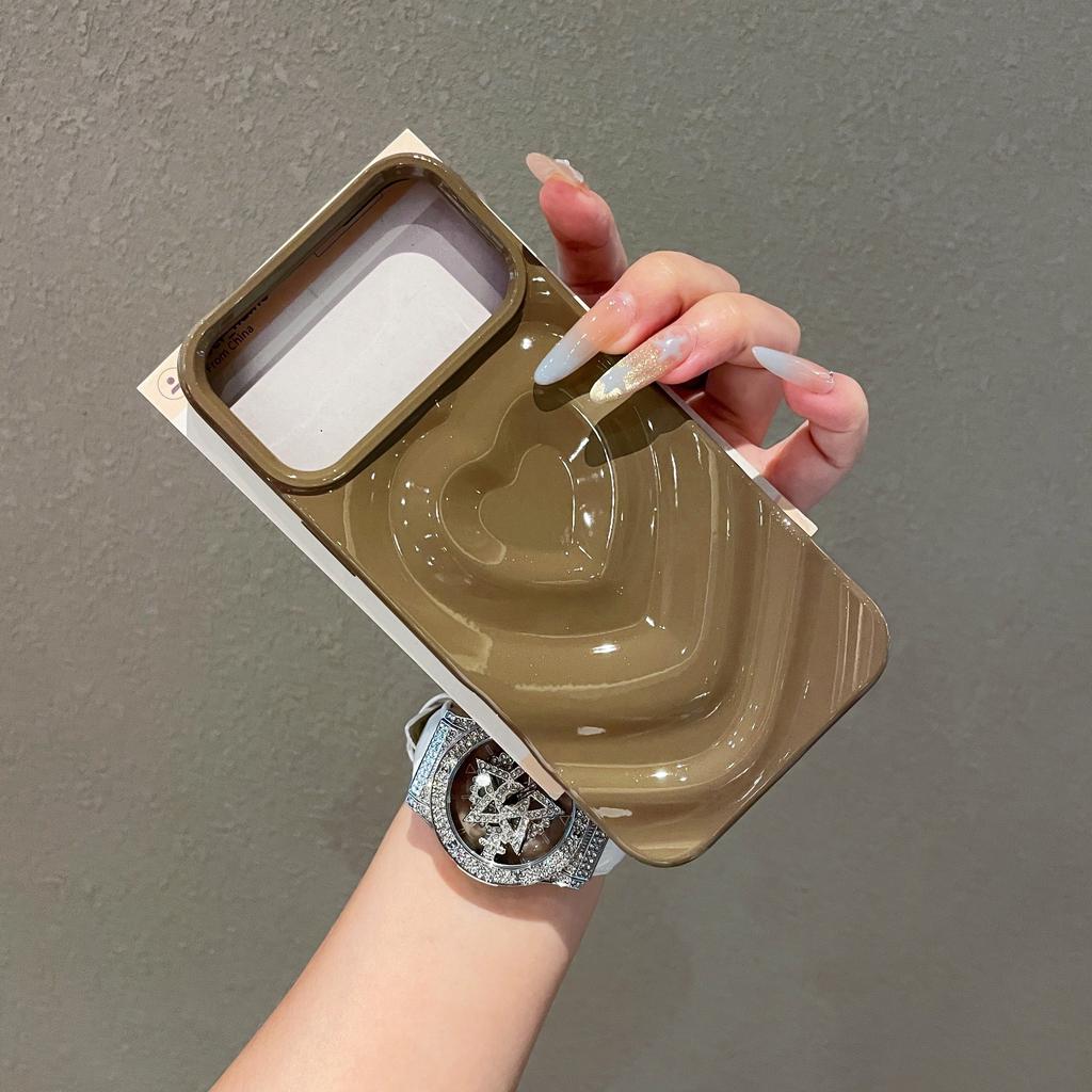 INS Glänzend Liebe Herz Handyhülle Für iPhone 17 Air 16 Plus 15 14 13 12 Pro Max Mode 3D Wellenmuster Galvanisiert Stoßfest Hülle