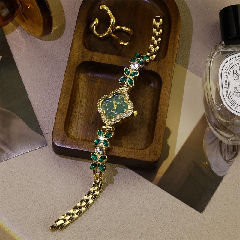 Fashion Clover Bracelet Quartz Watch Women's Colorful Gemstone Full Diamond Watch