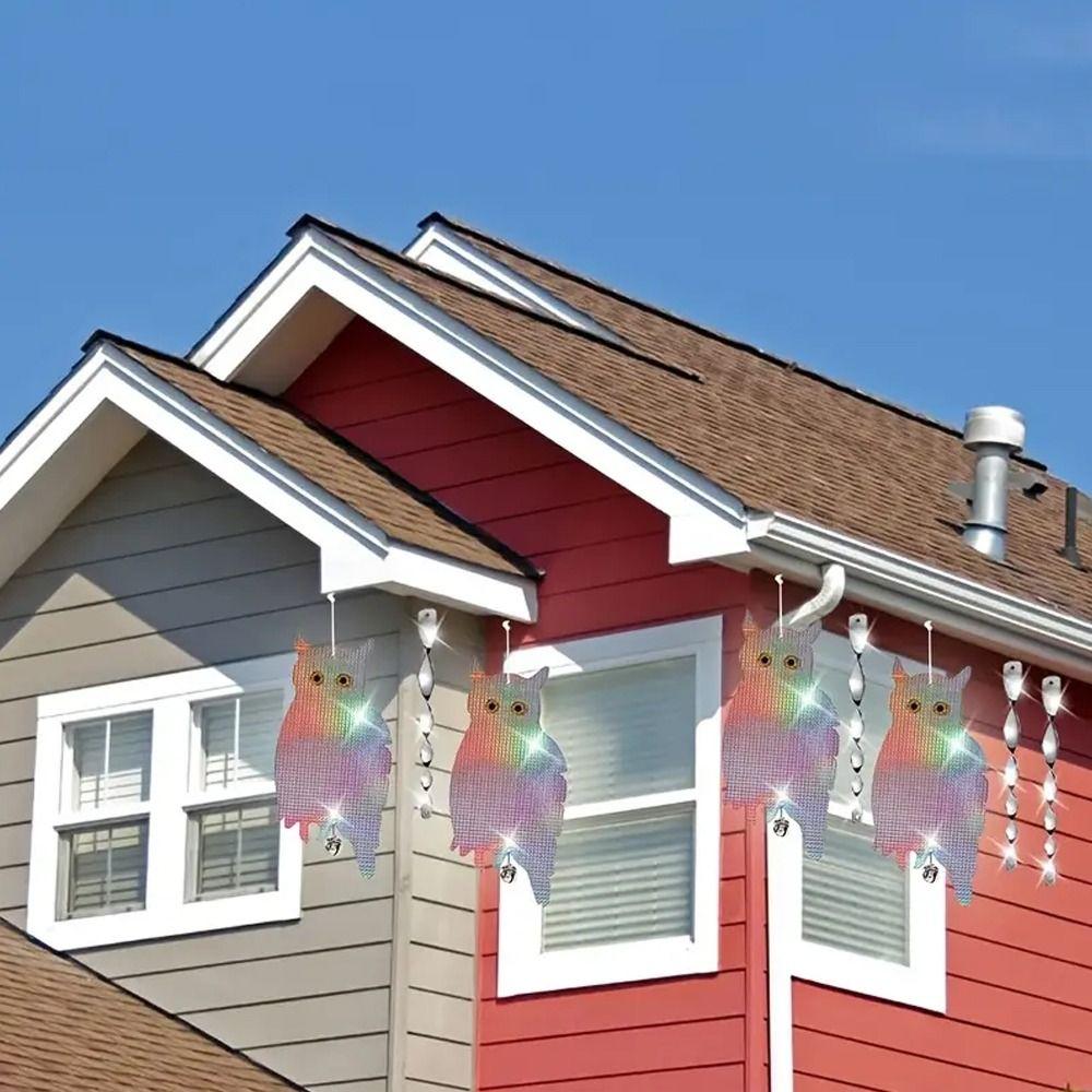 With Bells Fake Bird Scare Device Double-sided Laser Bird Repeller Balcony