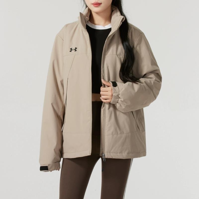 Under Armour Windproof Warm Stand Collar Cotton Jacket Unisex jackets Khaki 24600901-203