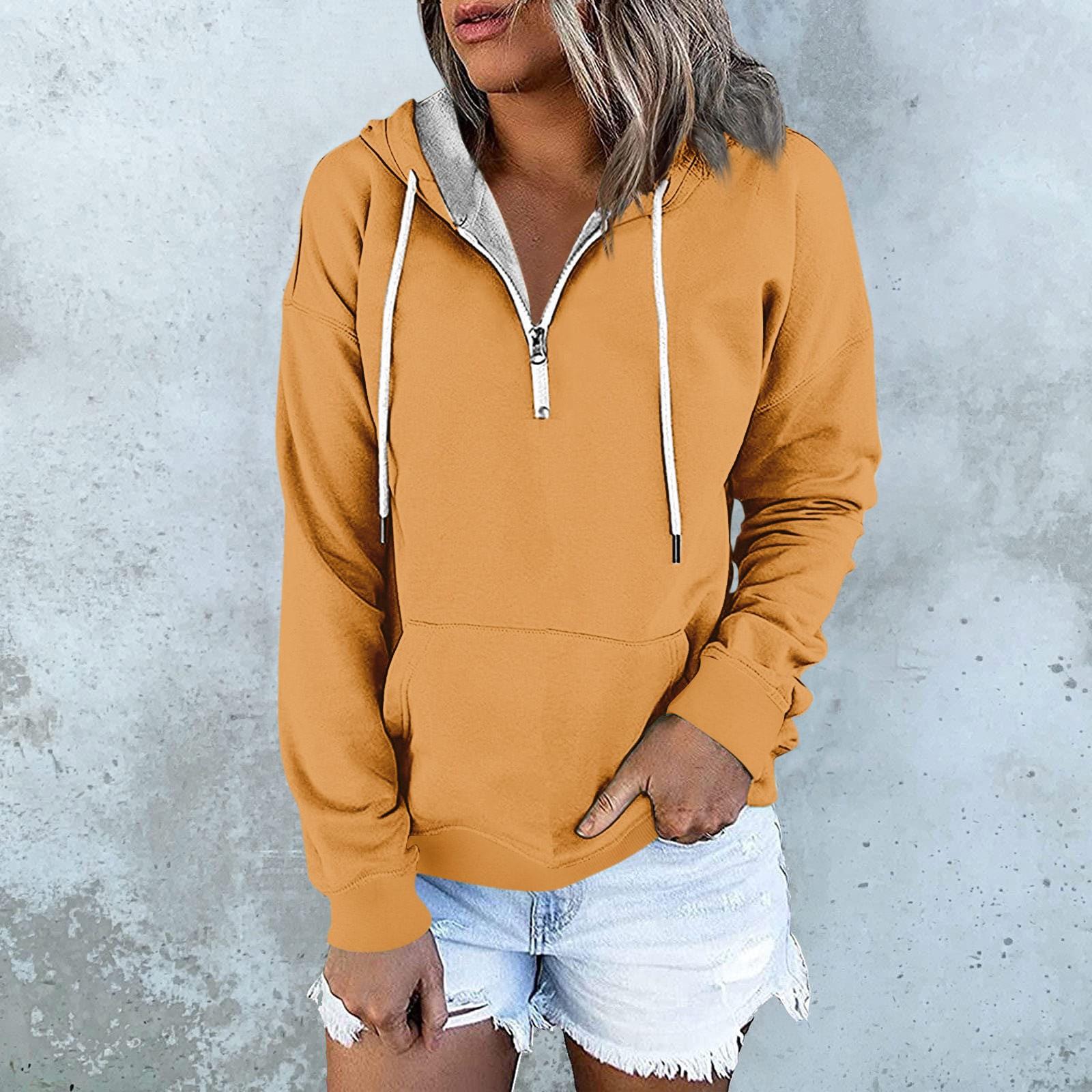 

Женские повседневные модные однотонные пуловеры с длинными рукавами, толстовки с капюшоном XL жёлтый