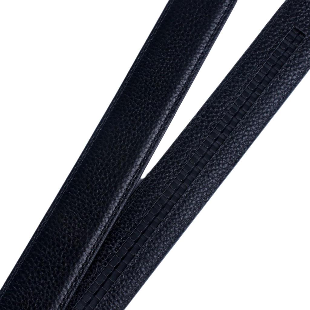 Men's Genuine Leather Reversible Buckle-Free Belt with Automatic Buckle and Lychee Pattern