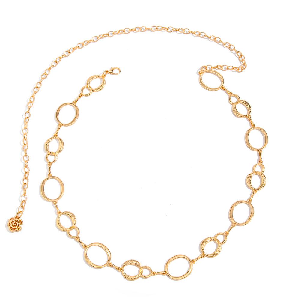 Simple Wind Metal Hollow Circular Splicing Waist Chain, Personalized Fashion Geometric Belt Body Chain