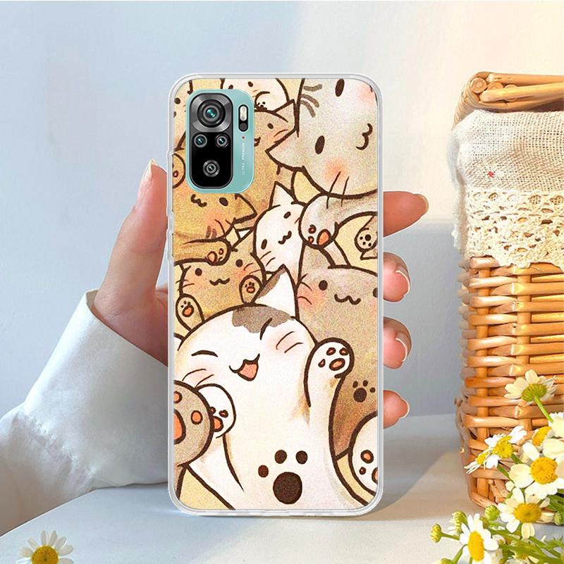 

Cartoon Cute Cats Background Soft Phone Case For Xiaomi Redmi Note 14 13 12 12S 11 11S 11E Pro Plus 10 10S 11T 9S Note14 Fundas Redmi Note 10(10S)