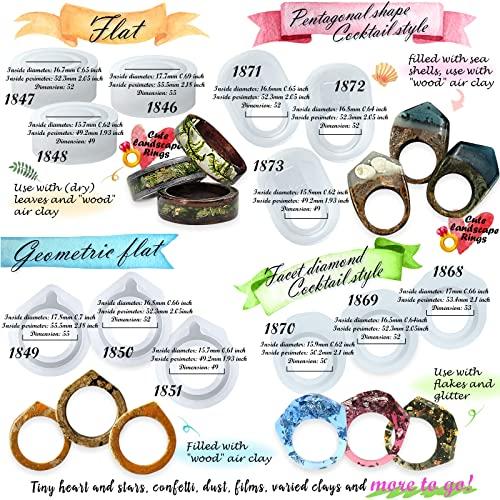 FUNSHOWCASE Silicone Ring Molds, Set of 24, for Jewelry Making, Epoxy Resin, UV Resin, Pendants, Keychains, Jewelry Parts, Polymer Clay, and Two-Part