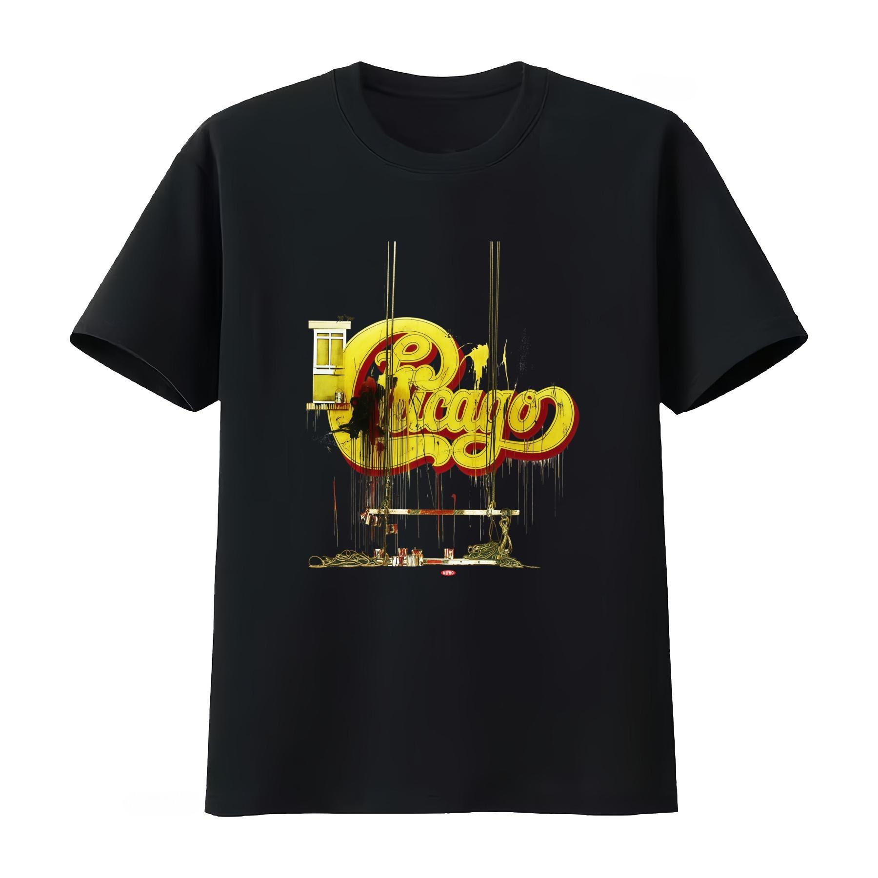 Soft T Shirt Rock Band Chicago Graffiti Style Print Unique Design Fashionable Streetwear Homme Graphic 2026 Summer T Shirt S
