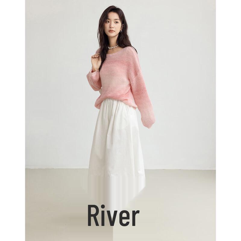 Dermana Pfirsich-Rouge Farbverlauf Strickpullover