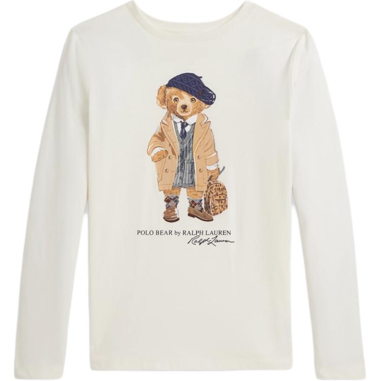 Polo Ralph Lauren Long Sleeve Crew Neck T-Shirt With Bear Graphic Kids Tops CWPOTSHG8020520-100