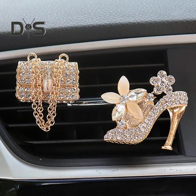2Pcs Car Aromatherapy Air Vent Clip Luxury Rhinestone High Heel Handbag Automotive Air Freshener Air Outlet Decoration Clamp Car Interior Accessories