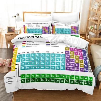 Juego de Cama de Elementos Químicos Juego de Funda Nórdica Ropa de Cama 3D Impresión Digital Ropa de Cama Tamaño Queen Diseño de Moda