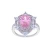 2022 Iced Out Bling pink Girl Micro Pave Cz Double Layer White pink Drop Water Shape Diamond Women Ring