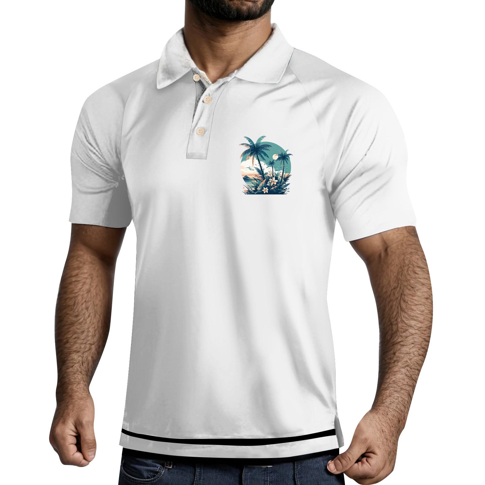 

Мужская рубашка с коротким рукавом и тремя пуговицами и лацканами XL белый