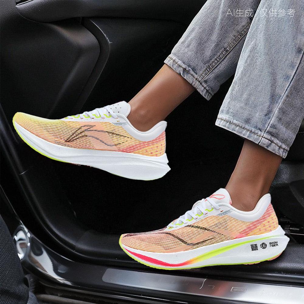 Li Ning Feidian 3 Challenger Tissu Antidérapant Et Respirant Bas Top Chaussures de Course Marathon Hommes Rose Blanc ARMT037-1