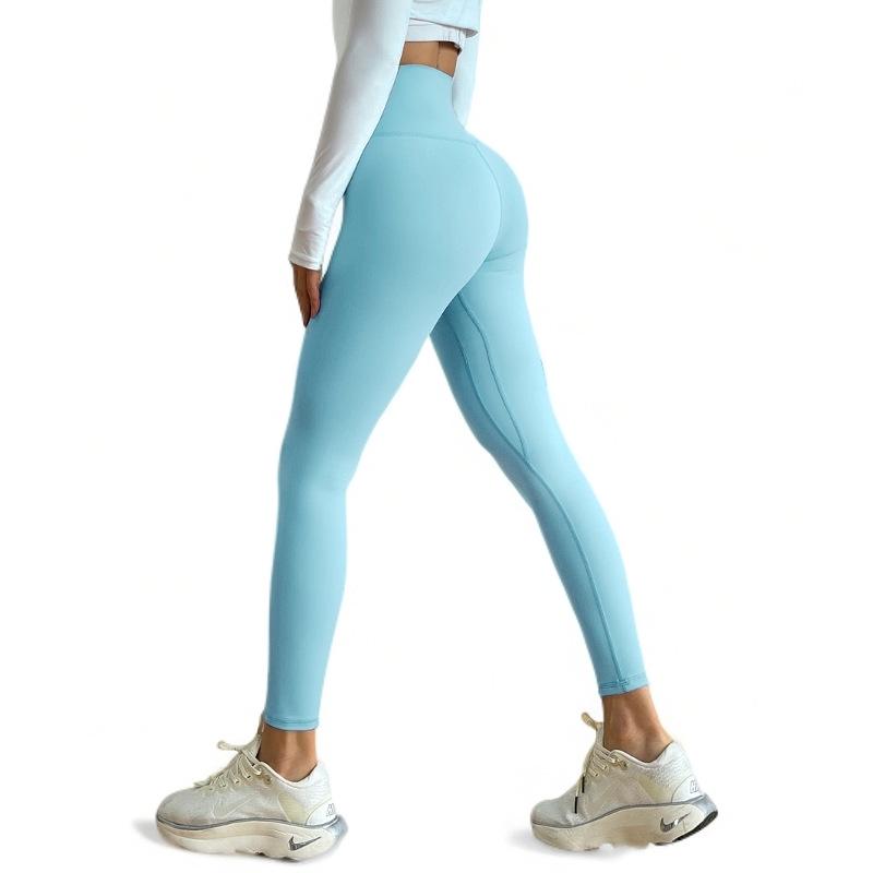 Seamless Zero-Feel Yoga Pants: High-Waisted, Bare-Skin Comfort, Back Pocket, Peach Butt Lift, Tight-Fit for Running and Fitness.