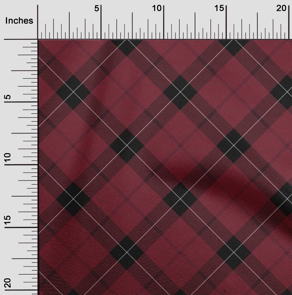 oneOone Cotton Flex Fabric Tartan Check Print Fabric By The Yard 40 Inch