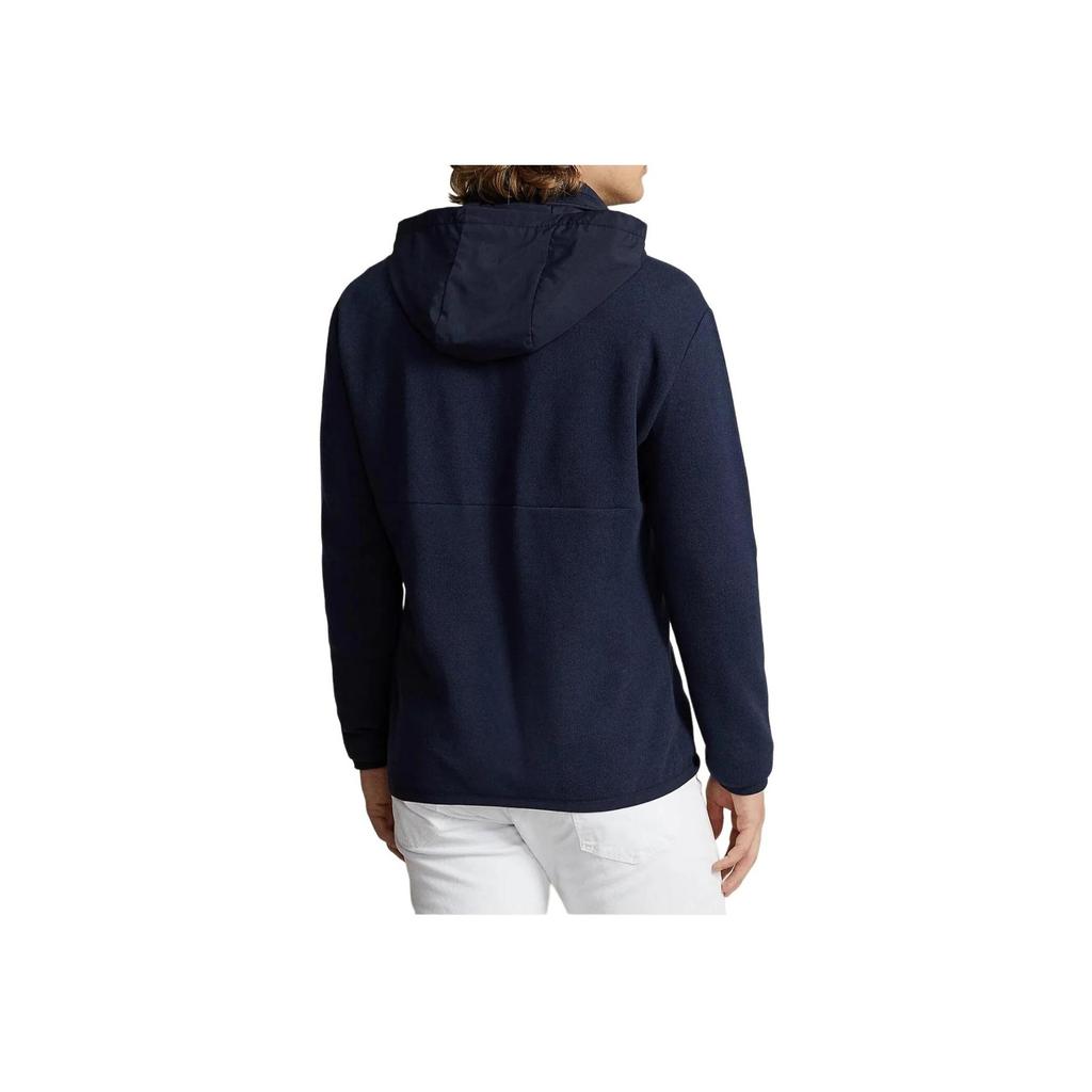 Polo Ralph Lauren Ensfarget Hettejakke med Lomme Halv Glidelås Herrejakker Marineblå 710926920-001