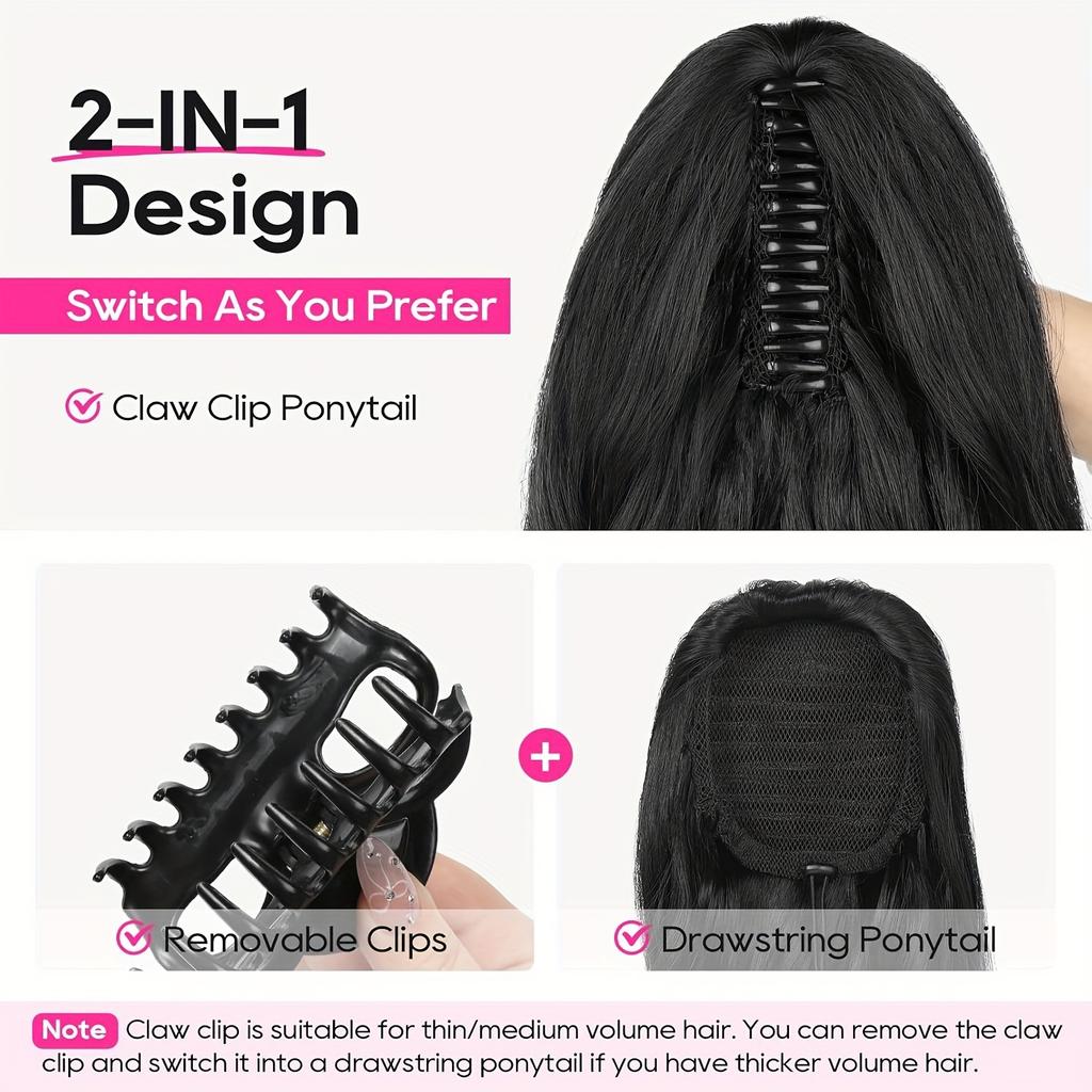 MISSQUEEN Synthetic Long Wavy Clip In Ponytail Hair Extension Claw Clip Ponytail For Women Pony Tail Hair Hairpiece