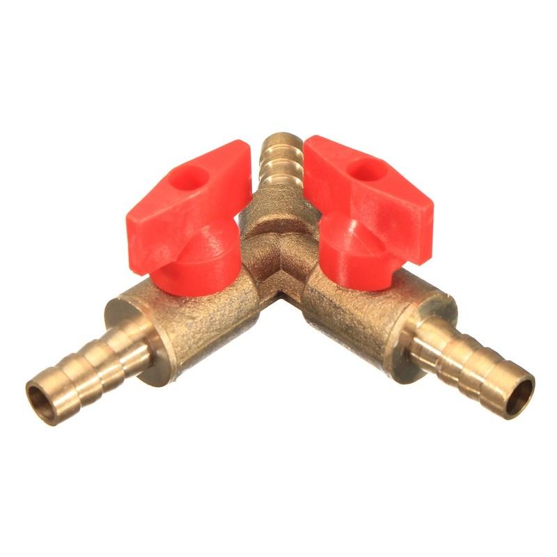 5/16" Brass Y 3-Way Shut off Ball Valve 8mm Fitting Hose Barb Fuel Gas Clamp Tee