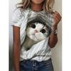 New Kitten Animal T-shirt Cat 3D Print Summer Women Short Sleeve T Shirts Streetwear Harajuku Y2k Tops Woman Girls Tees Clothing