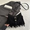 Korean Style Suede Faux Leather Square Bag Tassel Fringe Crossbody Shoulder Purse for Women