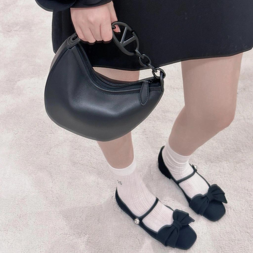 Sheepskin~ French bow leather shoes Mary Jane shoes women's beautiful versatile small heels thick heel single shoes ladyshoes