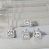 Pendant Cube Jewelry Set Crystal Ear Studs Exquisite Square Necklace  Gift