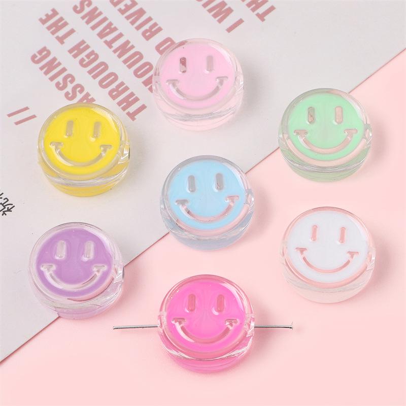 Dripping Oil Transparent Smiley Face Acrylic Beads for DIY Jewelry Accessories