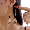 Halloween Enamel Pumpkin Ghost Dangle Earrings Crystal Beads Fringe Drop Earring For Women Men Gothic Punk Funny Jewelry Gift