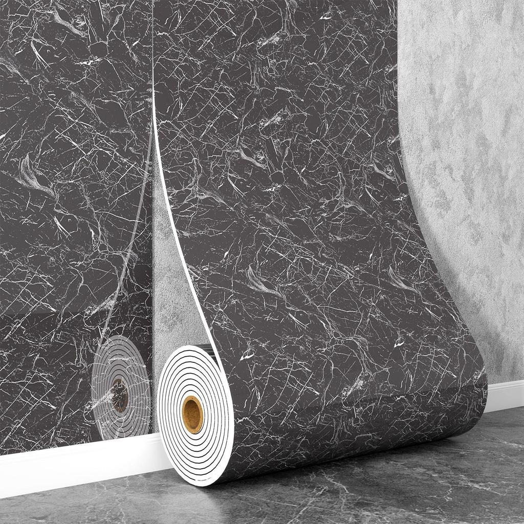 Self-Adhesive Waterproof Imitation Marble Tile Wall Sticker for Bathroom, Living Room, Kitchen, and TV Background.