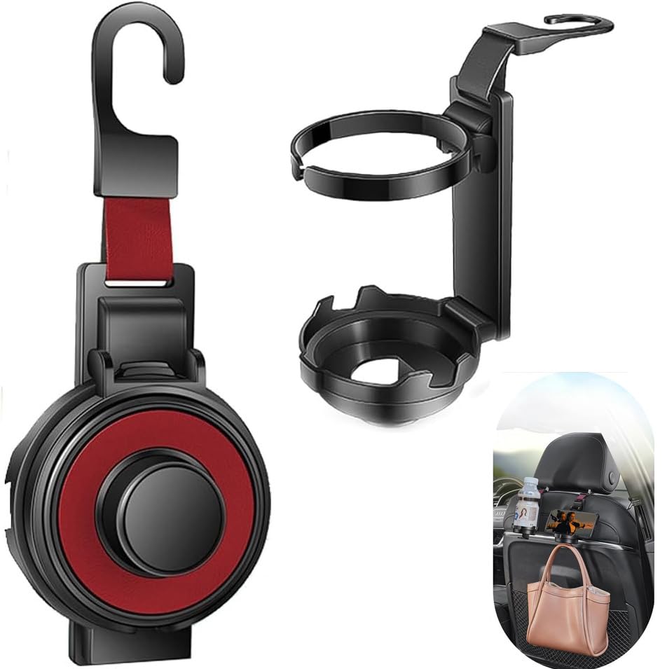

Multifunctional Car Hook, 3 in 1 Car Hook, Car Drink Holder, Backseat Car Smartphone