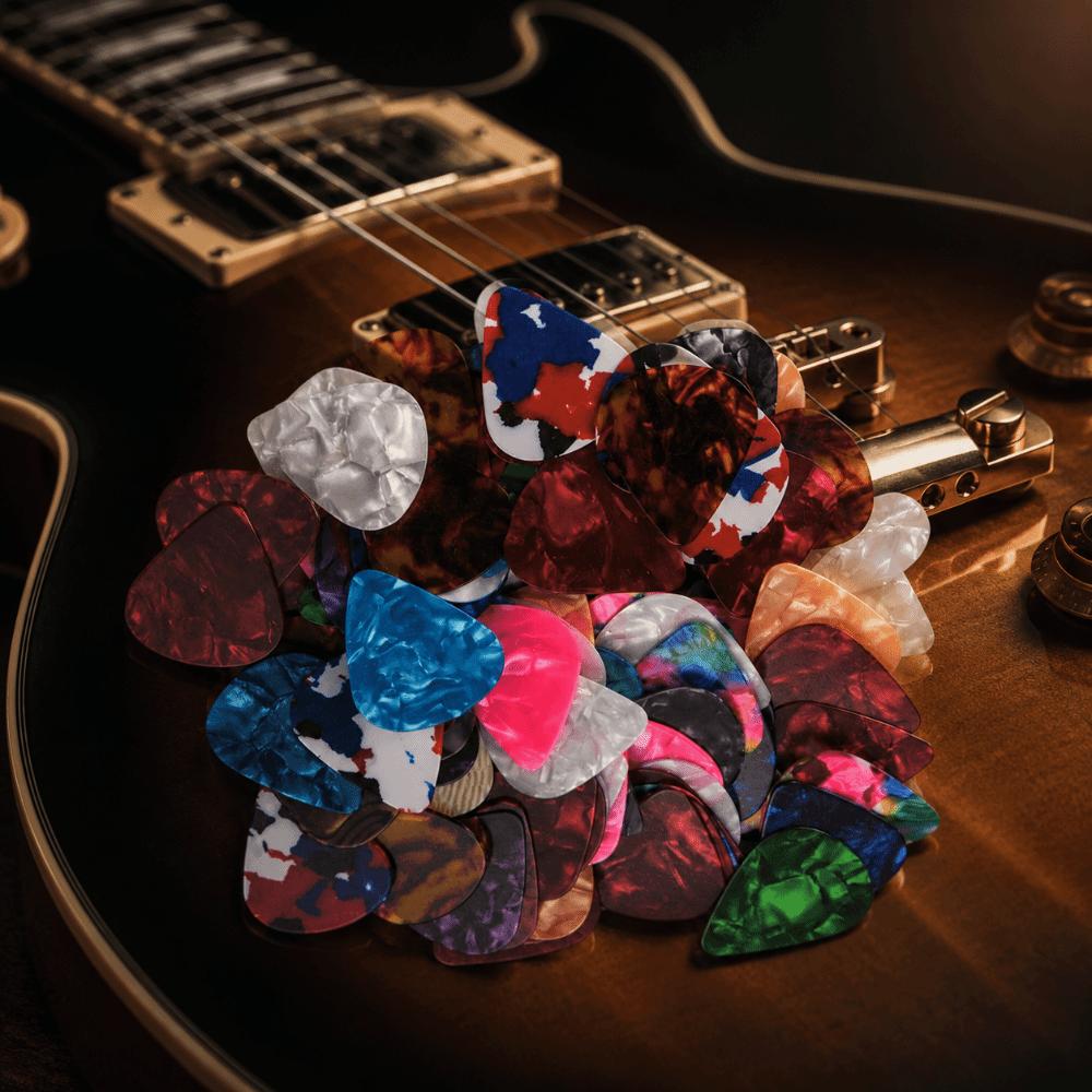 120pcs Different Thickness Guitar Picks Colorful Guitar Accessories Celluloid Guitar Picks  Guitar