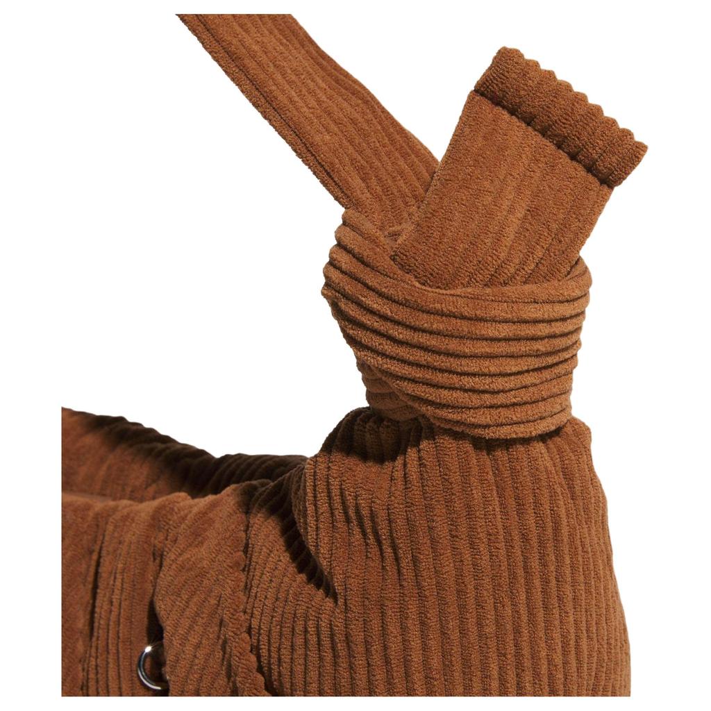 Adidas Originals Three Stripe Brand Logo Pleated Design Underarm Cloud Bag Corduroy Tote Bag Large Women Tote Bag Soft-Brown KT0860