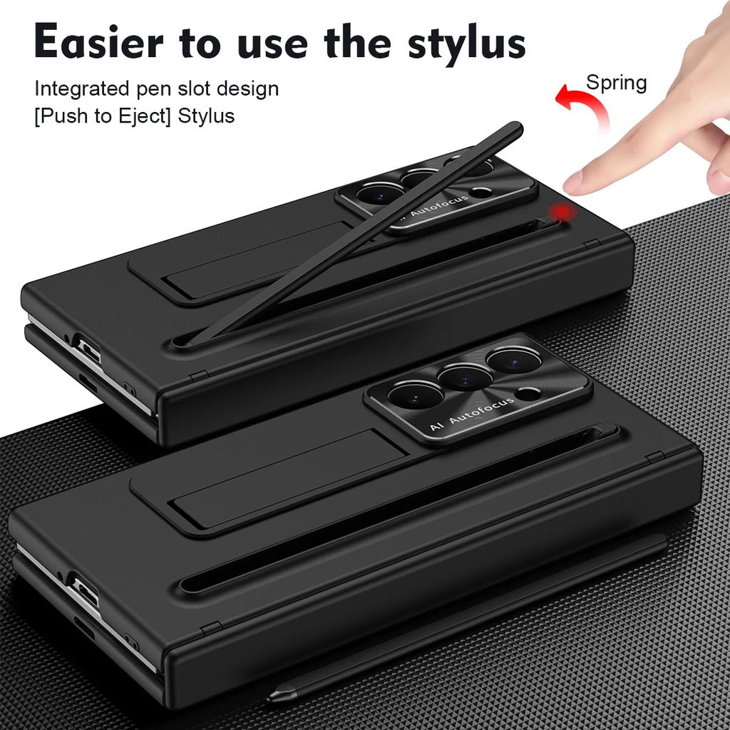 For Samsung Galaxy Z TriFold phone case, with tempered glass, integrated stand, with pen and pen slot, fingerprint-resistant