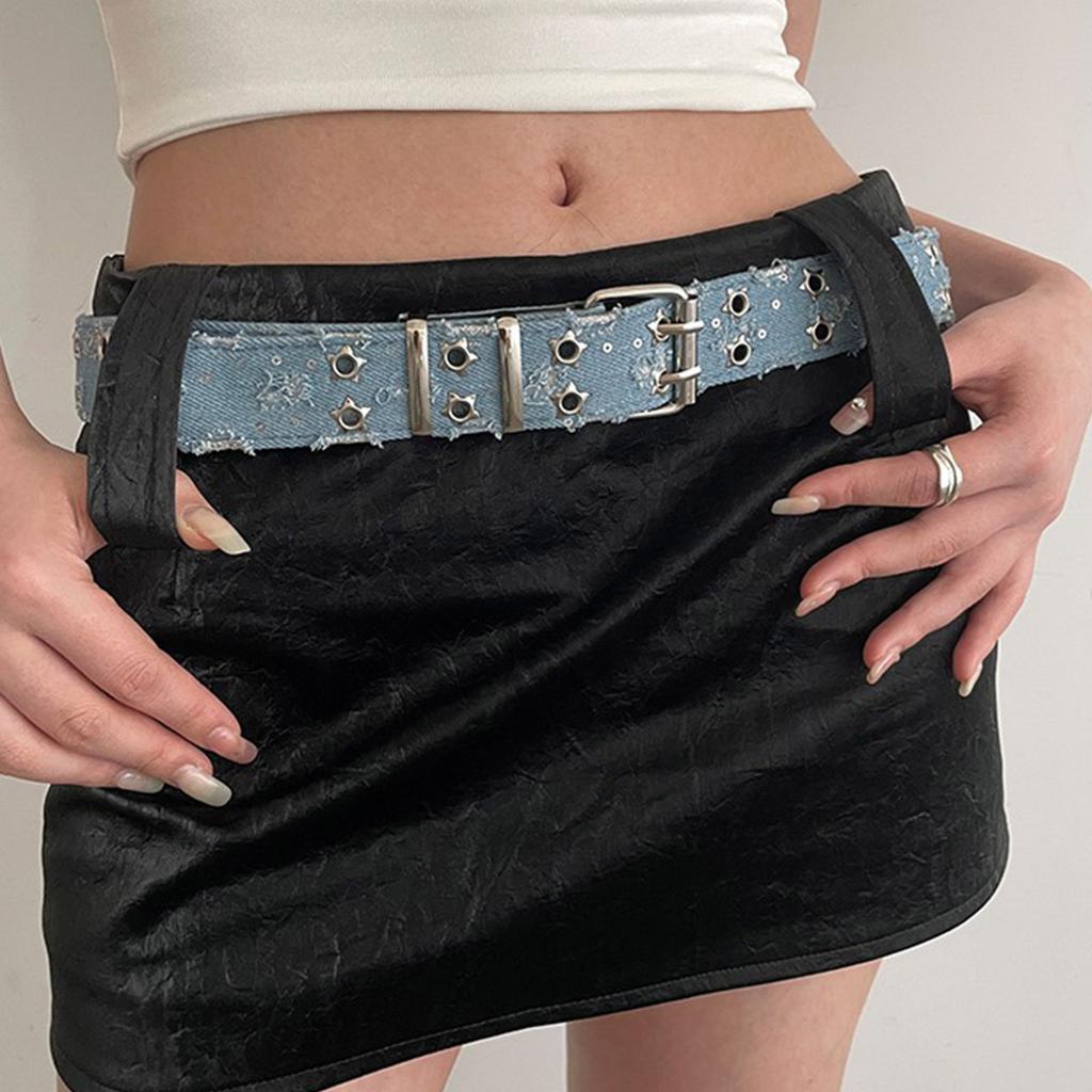 Fashion Adult Waist Belt with Adjustable Double Pin Buckle Waistband Harajuku Waist Belts for Women Distressed Belt