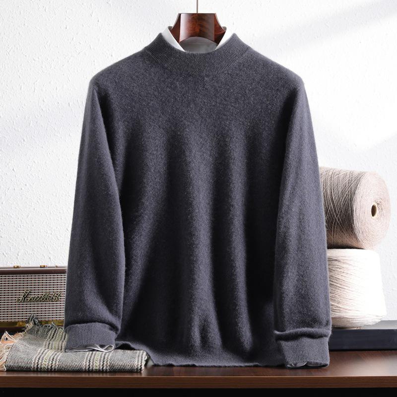 Men's 100% Pure Mountain Half-Cashmere High Neck Knit Sweater - Thickened for Autumn/Winter