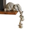 Cute Elephant Statue Decorative Ornament Hand Painted Resin Mother Babies Elephant Figurines for Table Shelf