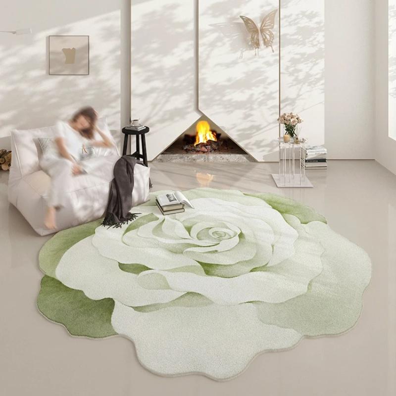 French Style Living Room Decoration Flower Carpet Irregular Shape Rugs for Bedroom Vintage Art Lounge Rug Home Thicken Floor Mat