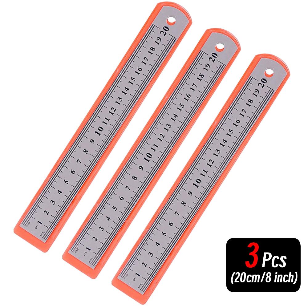 10P 15-30cm Stainless Steel Metal Straight Ruler Precision Double Sided Precision Measuring Tool Scale Metric Ruler Accessories