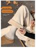 Off-white Wool High-Waisted Wide-Leg Pants for Women - Autumn/Winter, Plus Velvet, Slimming Fit.