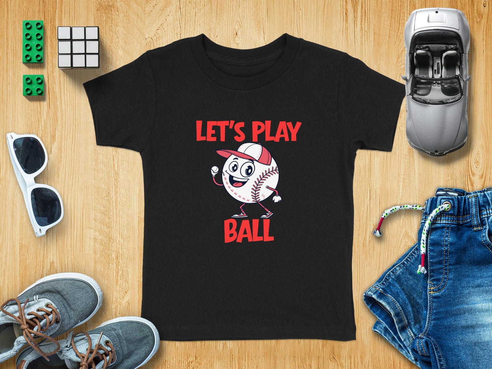 Let s Play Ball T-Shirt | Cartoon Baseball Youth Tee | Toddler Slugger Shirt S