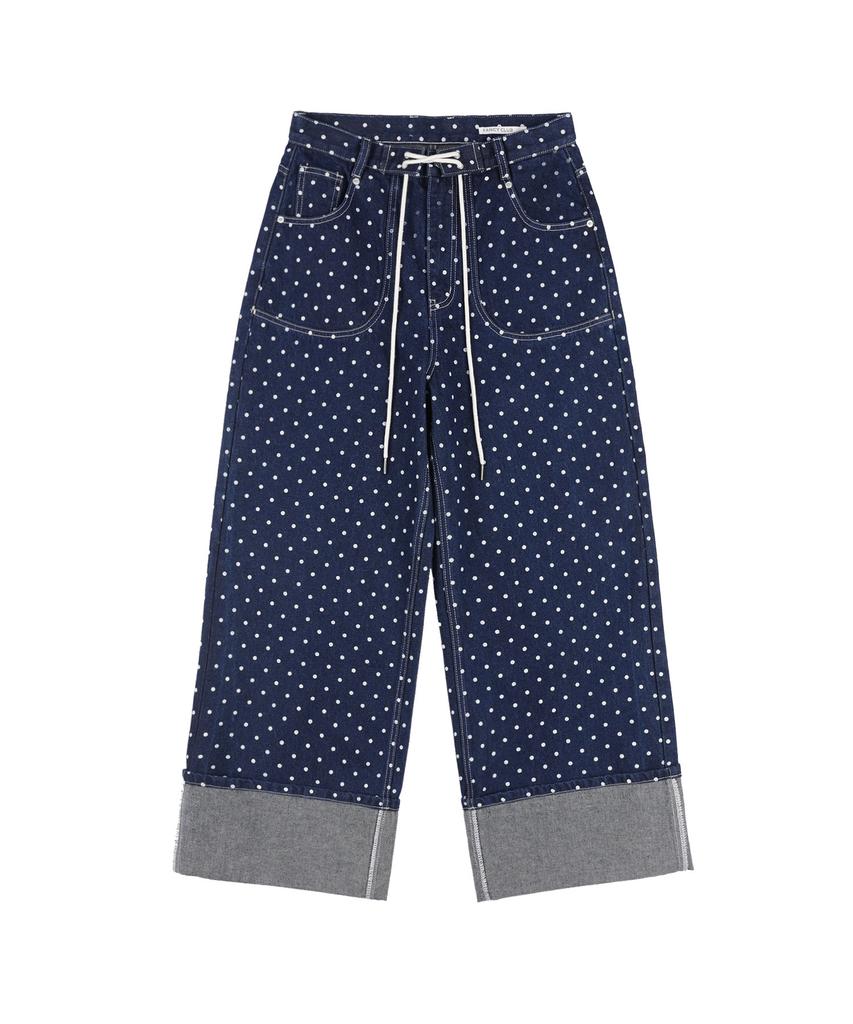 FANCY CLUB String Dot Roll-Up Pants (Blue) F25Qd890