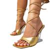 Damen Sandalen Goldene Sandalen Mode High Heel Sandalen Riemchen Damenschuhe High Heels Schnürung Alien Absatz Damenschuhe