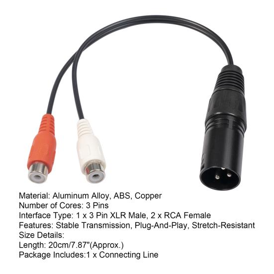 Audio Adapter Cable Plug And Play Stable Transmission Wide Applicable Anti-tensile Pressure Resistant 3pin XLR to 2 RCA Microphone