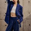 Adidas Originals Solid Color Logo Jacquard Casual Tracksuit Women Tracksuit Navy IX0935
