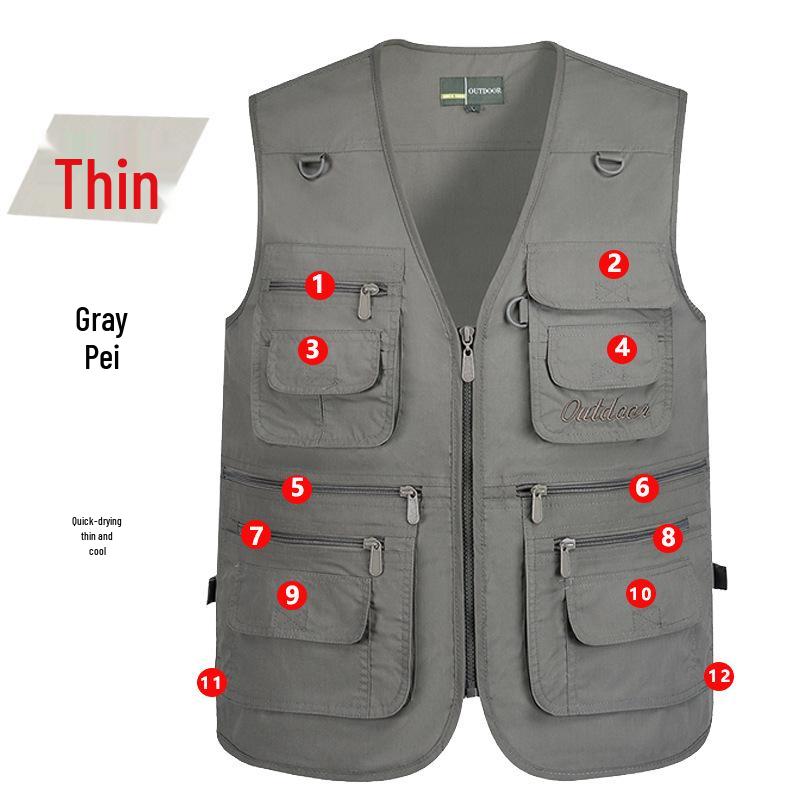 Men's 7XL Quick-Dry Mesh Vest With Multi-Pockets - Breathable Summer Wear