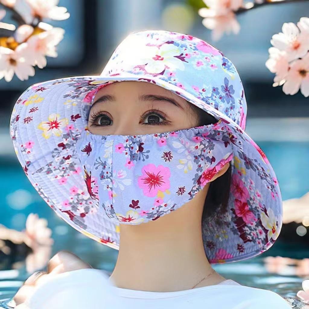 Sonnenblende mit integrierter Maske, atmungsaktive neue Gesichtsmaske für den Sommer, staubdichte UV-Schutz-Visier für das Teepflücken im Freien