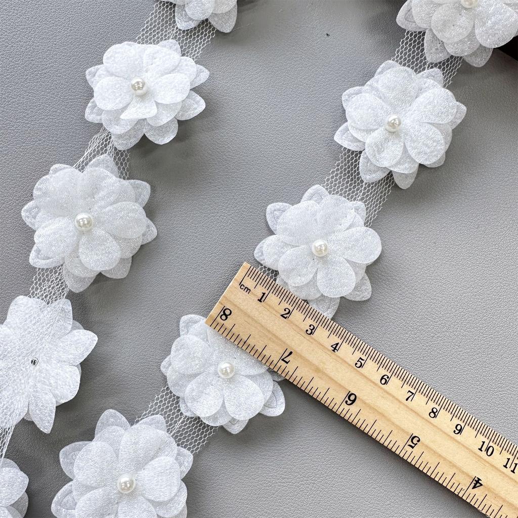 Eugen Yarn Embroidery Double-Layer Flower Three-Dimensional Handmade Bead Cloth Sticker Diy Clothing Wedding Lace Accessories