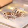 Charm Female White Crystal Stone Cute Butterfly Hoop Earrings Gold Color Simple Wedding Jewelry For Women