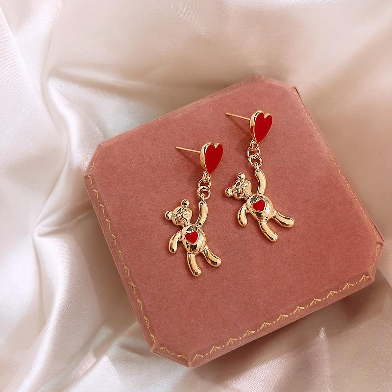 

Супер милые серьги-мишки, полные жизненной силы и любви, трехмерные серьги, шикарные, уменьшающие возраст, красные серьги-гвоздики в виде персикового сердца, серьги с серебряными иглами, нишевые серьги серебряный