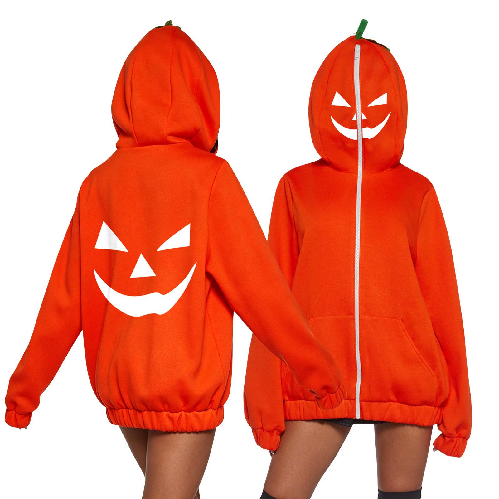 Women s Halloween Pumpkin Print Long Sleeve Sweatshirt Casual Pullover L